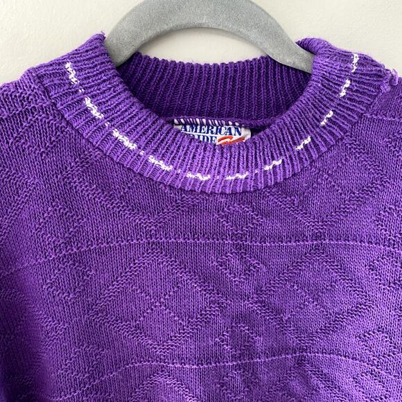 Vintage Women's Purple Knit Nordic Cottagecore Artisan Maximalist Sweater 20W - Picture 12 of 14